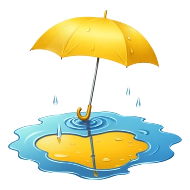 Yellow umbrella in puddle reflection, Lost Umbrella. sticker