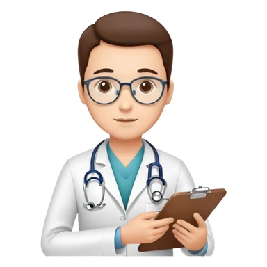 Doctor with clipboard conducting comprehensive medical check-up on patient, routine health examination in clinic sticker