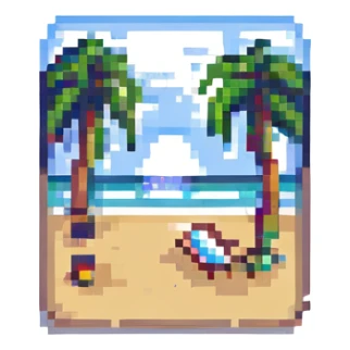 beach tennis pixel art, retro video game style, rackets and ball on sand sticker