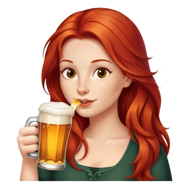 Woman with long red hair drinking a beer sticker