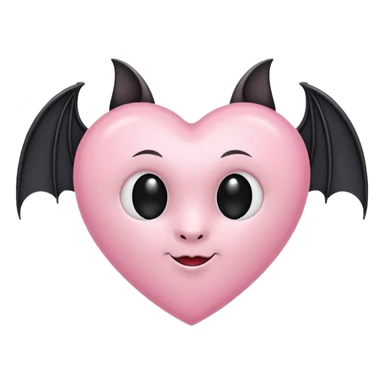 Light pink heart with a black bat on it sticker