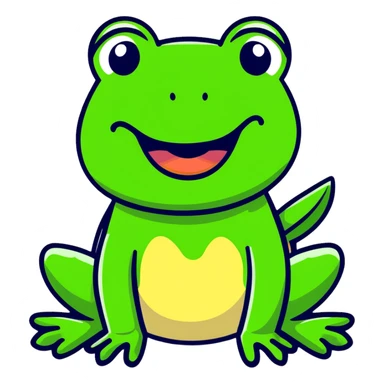 Green frog with its tongue sticking out and cross-eyed, silly expression sticker