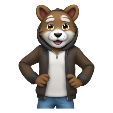 Person putting on a fursuit  sticker