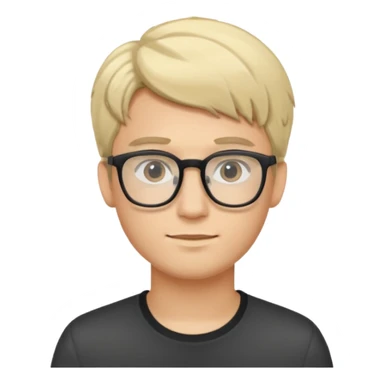 A young man using glasses with a blond dark hair and white skin color sticker