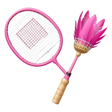 Pink badminton racket and shuttlecock sticker