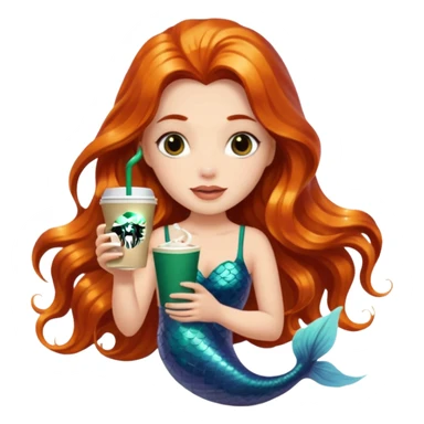 MERMAID WITH LONG HAIR AND DRINKING STARBUCKS COFFEE sticker
