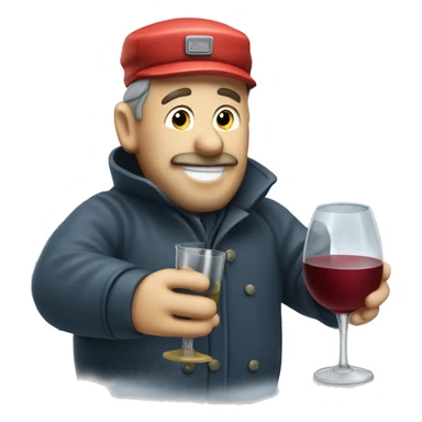 Drunken postman in snow drinking from wine decanter sticker