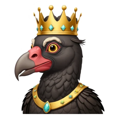old black king vulture wearing crown looking ahead sticker
