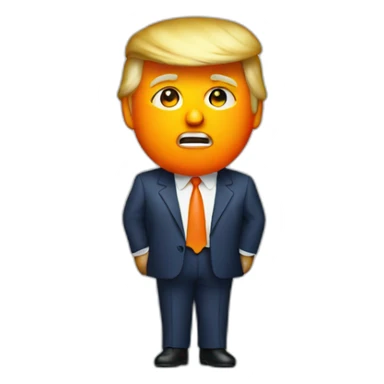 Donald Trump holding an orange sticker