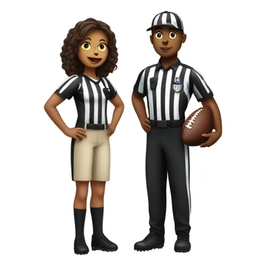 American football woman referee with boy football player  sticker