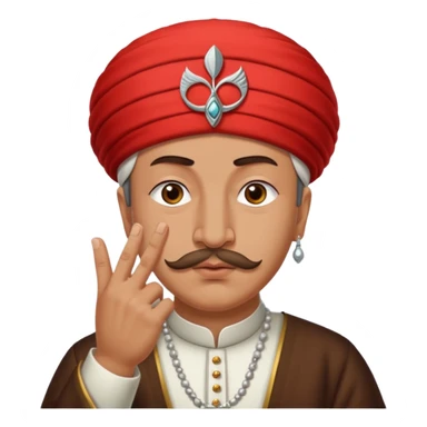 A turkish Sultan doing the quiet sign while his eyes are pure white sticker