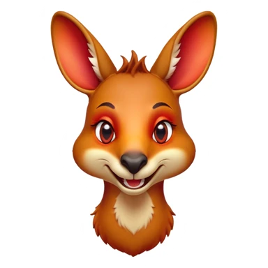 Cinematic Comical Kangaroo Portrait Emoji, Head tilted dramatically with an exaggeratedly amused expression, featuring a striking red-orange fur with a playful glint in its wide, expressive amber eyes, Simplified yet hilariously expressive features, highly detailed, glowing with a slightly sassy glow, high shine, dramatic yet playful, stylized with an air of cheeky outback mischief, bright and endearing, soft glowing outline, capturing the essence of a spirited and over‐the‐top kangaroo, so meme‐worthy it feels like it could bounce its way into internet fame instantly! sticker