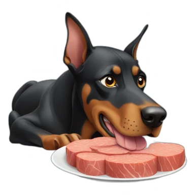 Doberman eating spam sticker