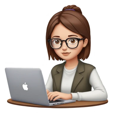 girl with glasses and piercing and windows laptop brown hair sticker