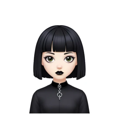 Goth girl with black bob micro bang haircut sticker