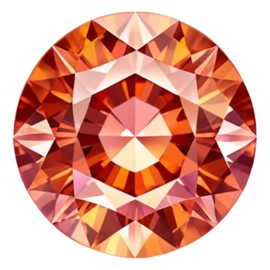 Round cut Padparadscha sapphire with sunset orange-pink hue and sparkling facets sticker