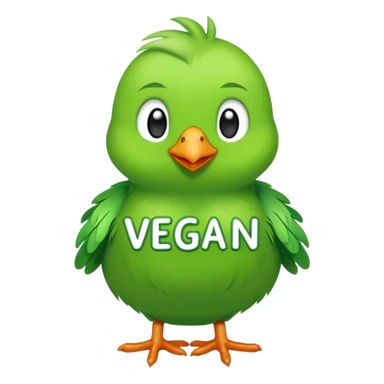 Un pulcino di colore verde con la scritta Vegan sopra sticker