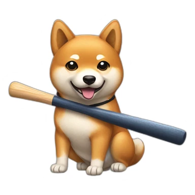 shiba inu holding a baseball bat, sitting sticker