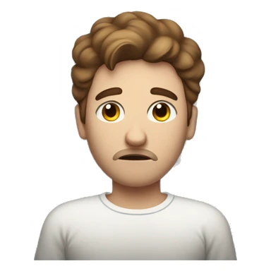 A white men with brown hair and blue eyes going to sleep, sad alone in bed sticker