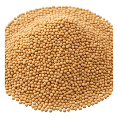 uncooked quinoa grains, small pile or scatter, beige to light golden, round bead-like, slightly matte, smooth, even size, subtle variation, no bowl, spoon, or garnish, soft lighting, emoji scale sticker