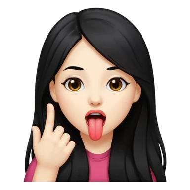 Niña con pelo negro largo sacando la lengua y posando  sticker