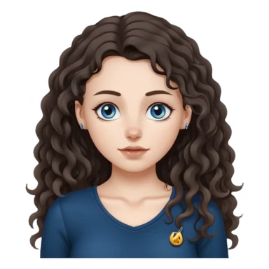 white girl, dark brown long slightly curly hair , skinni but with big breast , septum piercing on nose, beautiful dark gray-blue eyes, sticker