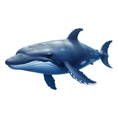 Cinematic Noble Humpback Whale Portrait Emoji, Poised and grand, with an enormous, barnacle-speckled blue-gray body, soulful, wise eyes, and a deeply serene presence, Simplified yet sharp and sophisticated features, highly detailed, glowing with a soft oceanic radiance, high shine, intelligent and powerful, stylized with an air of deep-sea mystery, focused and regal, soft glowing outline, capturing the essence of a legendary giant of the ocean that appears ready to glide majestically through the waves with effortless grace! sticker