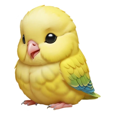 Meme-Worthy Cute Sleeping Yellow Budgie Portrait Emoji, Head resting peacefully with a contented smile, showcasing a petite, delicate build and a luxuriously soft yellow feathered fur, eyes shut in a serene nap, Simplified yet hilariously adorable features, highly detailed, glowing with a soft, drowsy light, high shine, relaxed and utterly lovable, stylized with an air of playful laziness, bright and heartwarming, soft glowing outline, capturing the essence of a comically sleepy budgie, so meme-worthy it feels like it could instantly become the next viral sensation of adorable slumber! sticker