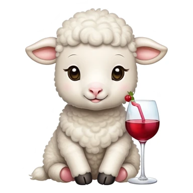little lamb drinking wine and cocktail  sticker