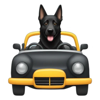 Black German shepherd driving car sticker