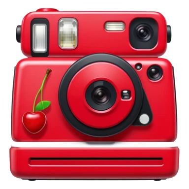 red  instax polaroid camera with cherries on it  sticker