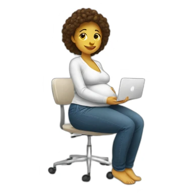 femme blanche enceinte assis a un bureau sticker