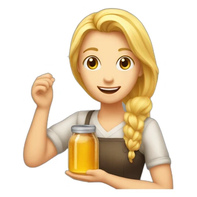 88 / 5 000 Résultats de traduction Résultat de traduction a blonde person with dust in their hair and a jar of honey in their hand sticker