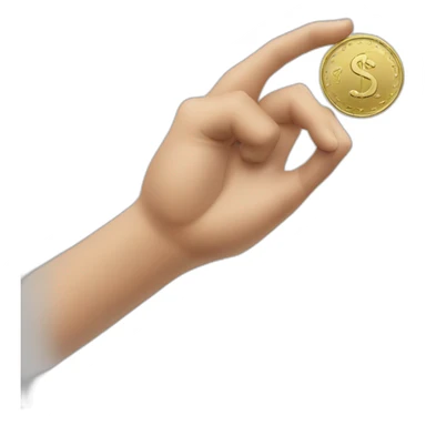 hand throwing a coin sticker