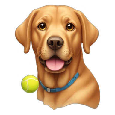 Red labrador with holding a tennis ball sticker