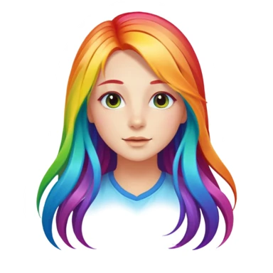 Girl with rainbow long hair — bright gradient strands flowing sticker