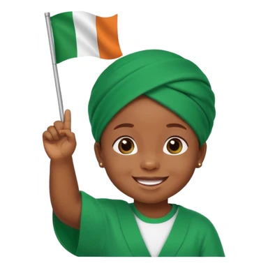 A cute Nigerian baby waving the Nigeria flag, smiling happily, colorful festive background, bright and cheerful atmosphere. sticker