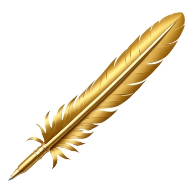 3D perspective academic premium golden ink feather pen sticker