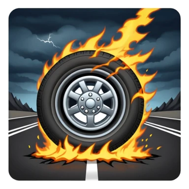 flat semi tire getting struck by lightning on the highway sticker