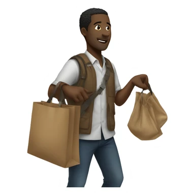 black men  picking a bag and fly sticker