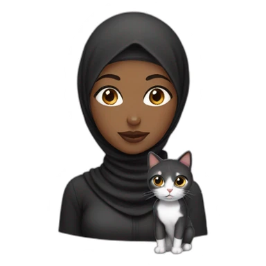 Black hijab girl with a brow hijab and her cat sticker