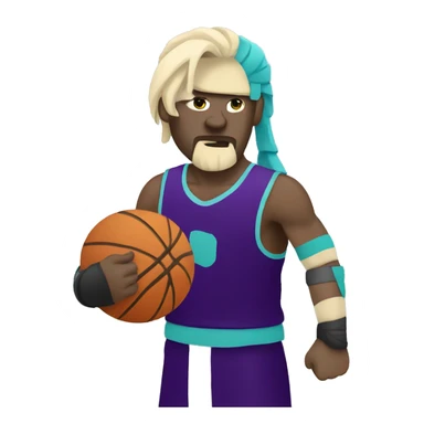 Pale Gladiator playing basketball wearing black Aqua purple sticker