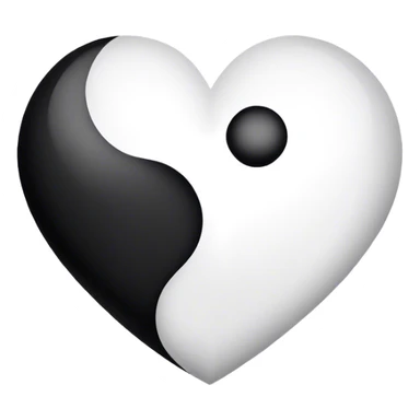 Ying Yang heart shape sticker