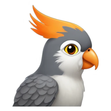 dark grey cockatiel with orange cheek sticker