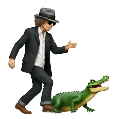 Bob dylan stomping on an alligator sticker