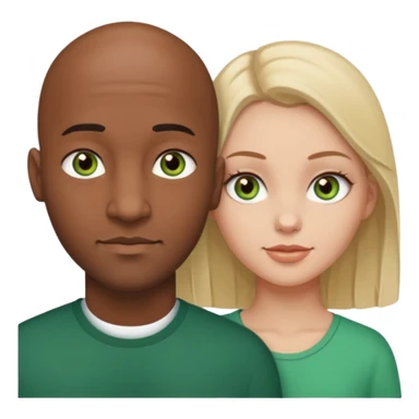Black bald guy with brown eyes & a white girl brown hair with green eyes  sticker