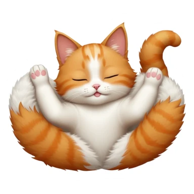 ginger and white small cat in funny positions upside down with eyes closed sticker