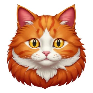 red cat with a white breast, a red spot on the chin. yellow eyes. fluffy. sticker