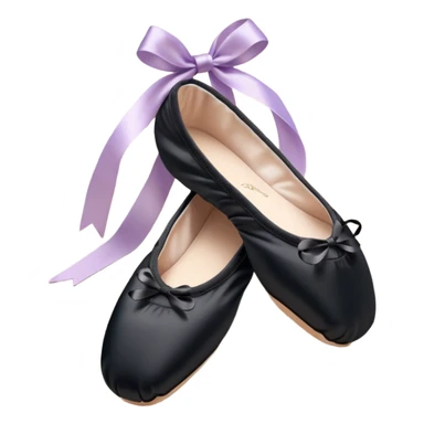 cinematic-realistic-ballet-shoes,-soft-satin-black-pointe-shoes-with-delicate-ribbons,-resting-gently-on-a-polished-wooden-floor,-subtle-creases-in-the-fabric,-glowing-under-the-warm-golden-light-of-a-rehearsal-studio,-evoking-ele sticker