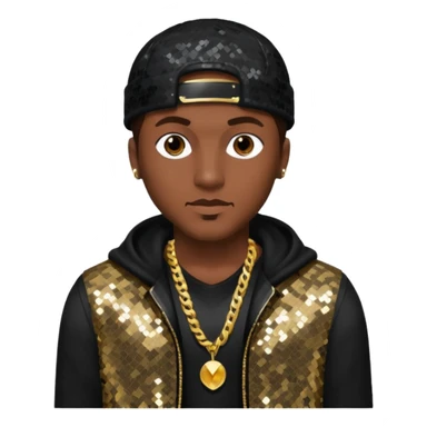 Mystikal, Rapper with dark brown hair, black sequin outfit sticker